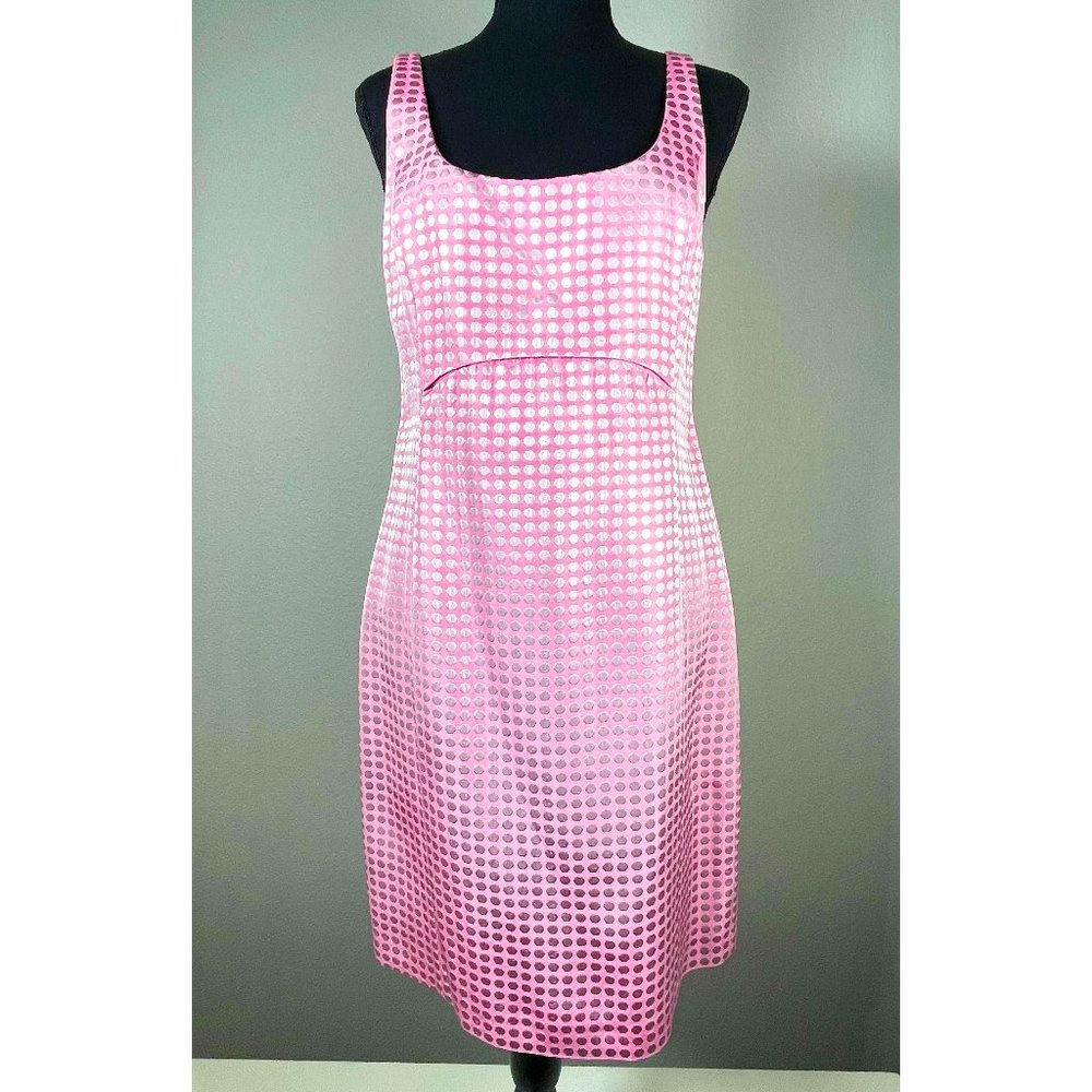 J Crew Pink Sleeveless Dress with silver Polka Dots